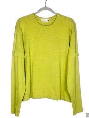 Back Beat Co. Chartreuse Sweatshirt Layered Sleeve Relaxed Pullover Top Large L